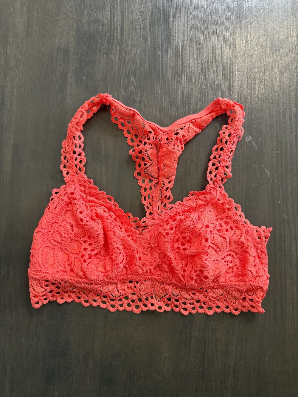 Aerie Coral Lace Razorback Bralette Size M